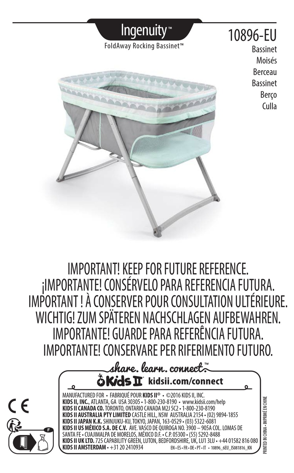 Kids Ii Ingenuity Foldaway Rocking Bassinet 10896 Manual Pdf Download Manualslib