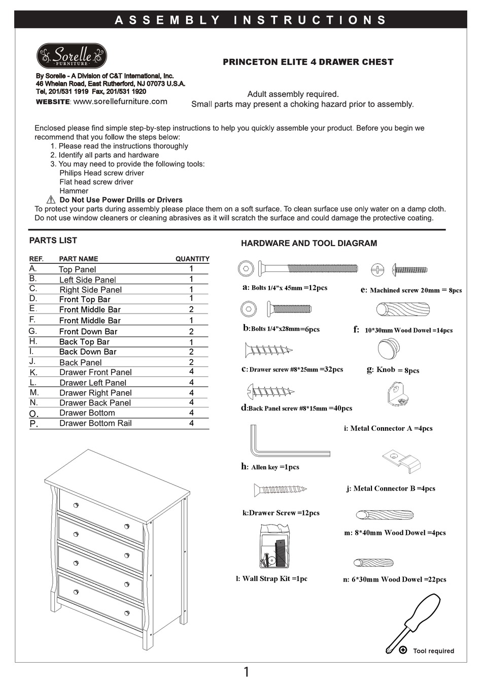 SORELLE PRINCETON ELITE ASSEMBLY INSTRUCTIONS MANUAL Pdf Download