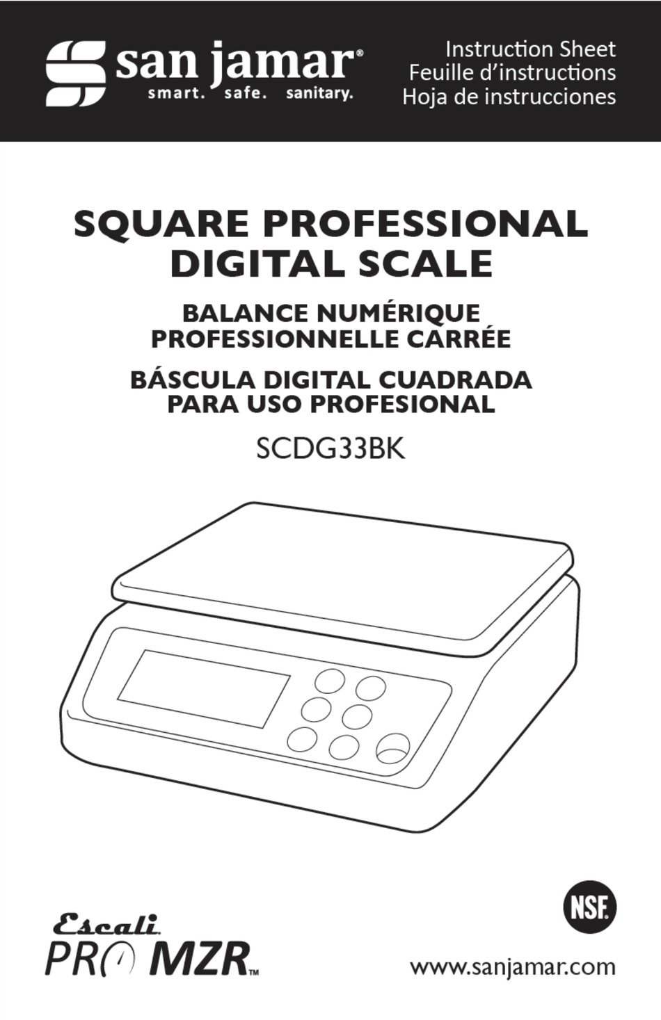 San Jamar SCDG33BK Square Professional Digital Scale