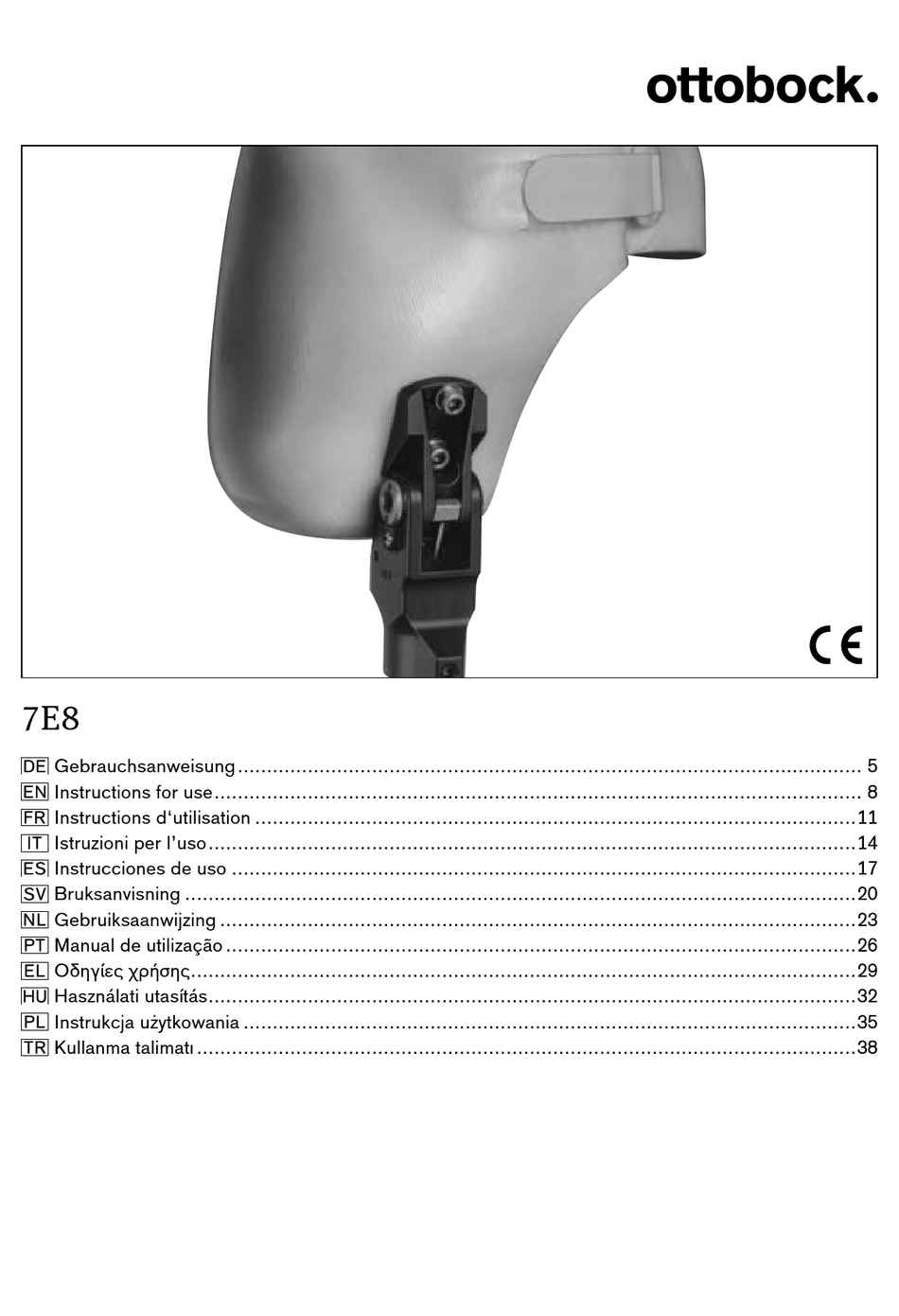 OTTO BOCK 7E8 INSTRUCTIONS FOR USE MANUAL Pdf Download | ManualsLib