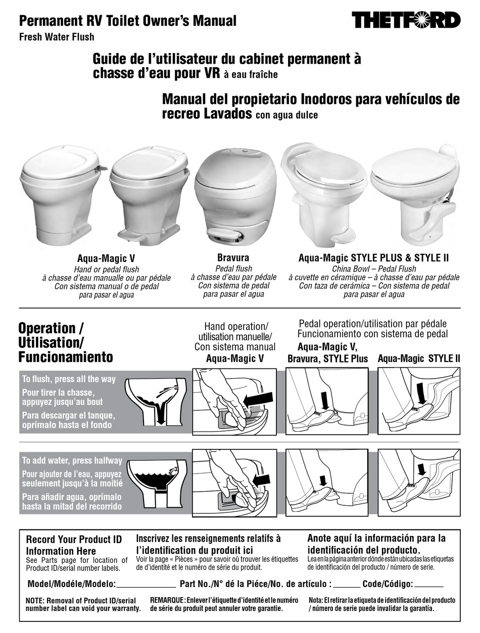 THETFORD AQUAMAGIC V OWNER'S MANUAL Pdf Download ManualsLib