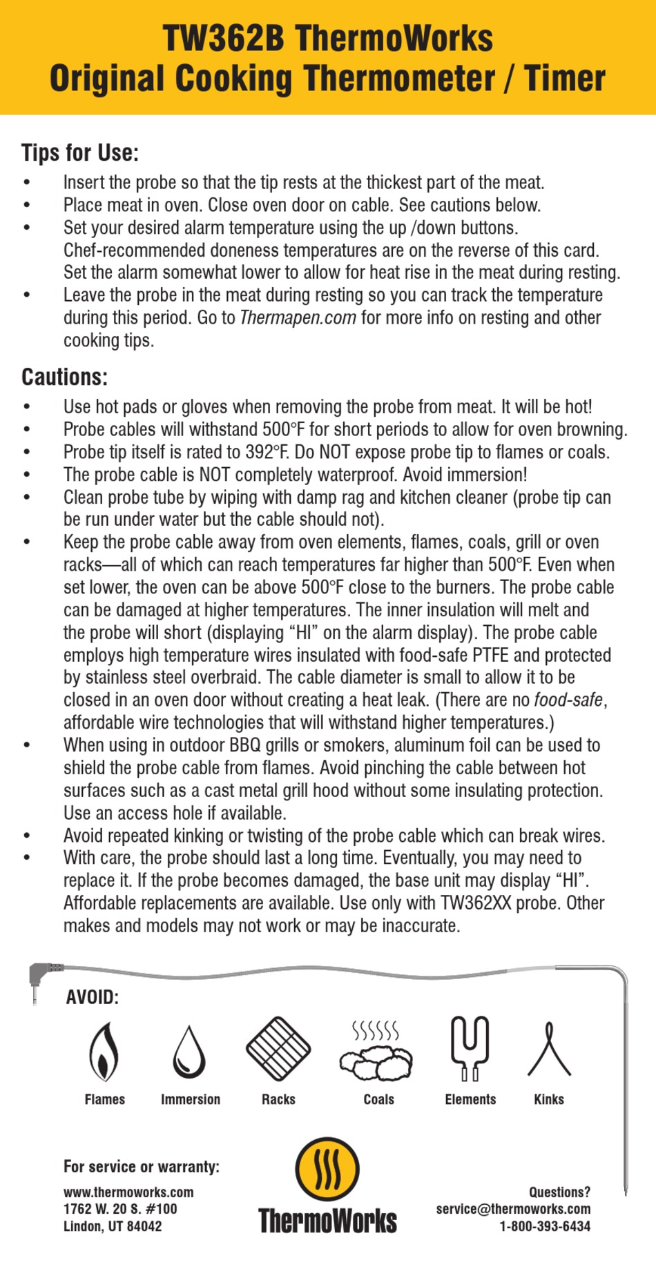 THERMOWORKS TW362B QUICK START MANUAL Pdf Download | ManualsLib