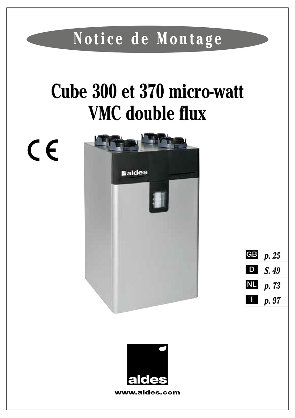 Aldes Dee Fly Cube 300 Micro Watt Assembly Instructions Manual Pdf Download Manualslib