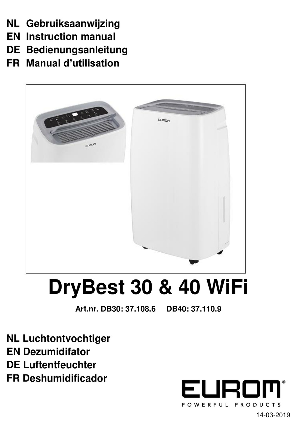 Déshumidificateur d'air Drybest 10 EUROM