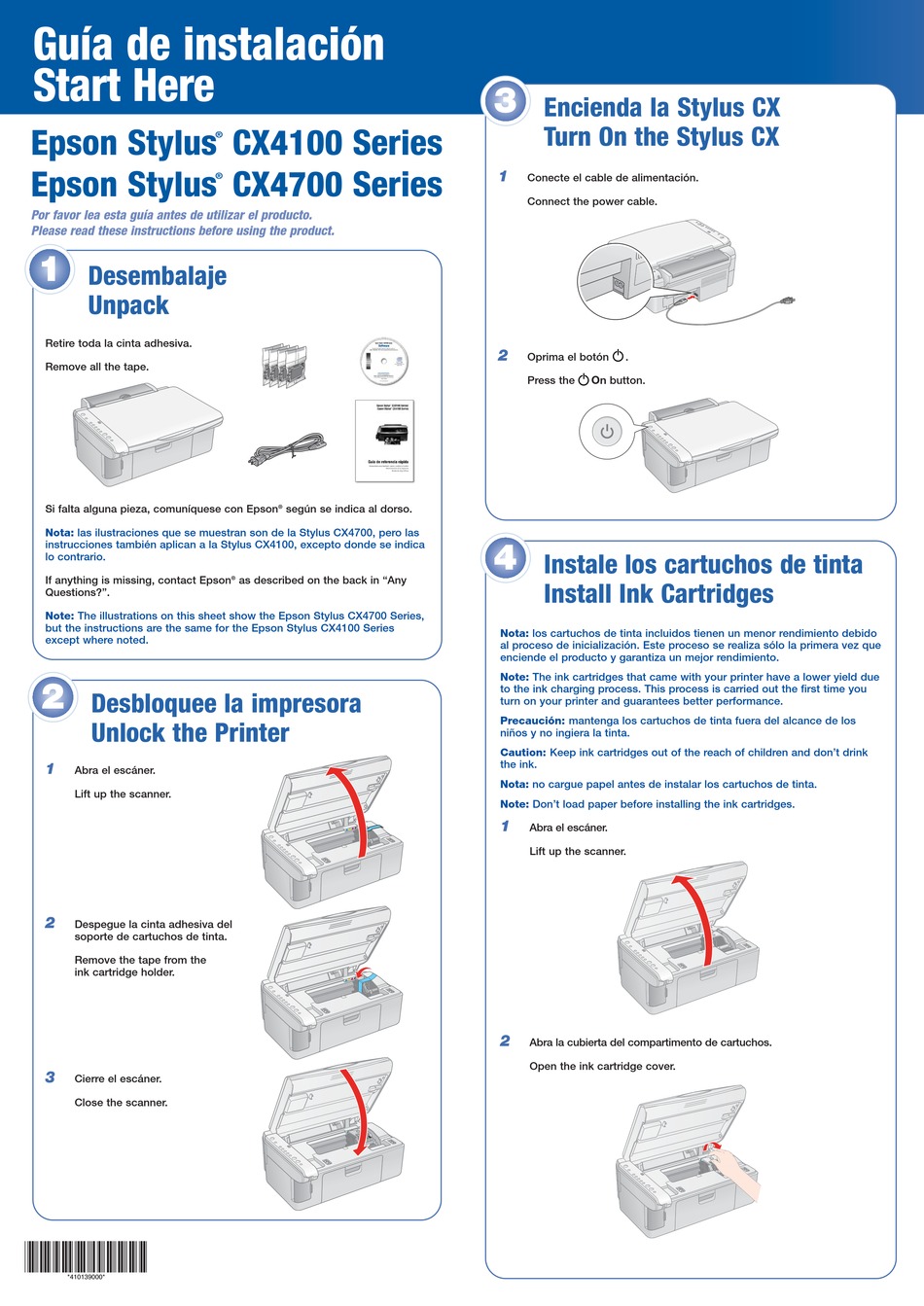 Epson Stylus Cx4100 Series Start Here Pdf Download Manualslib 1231