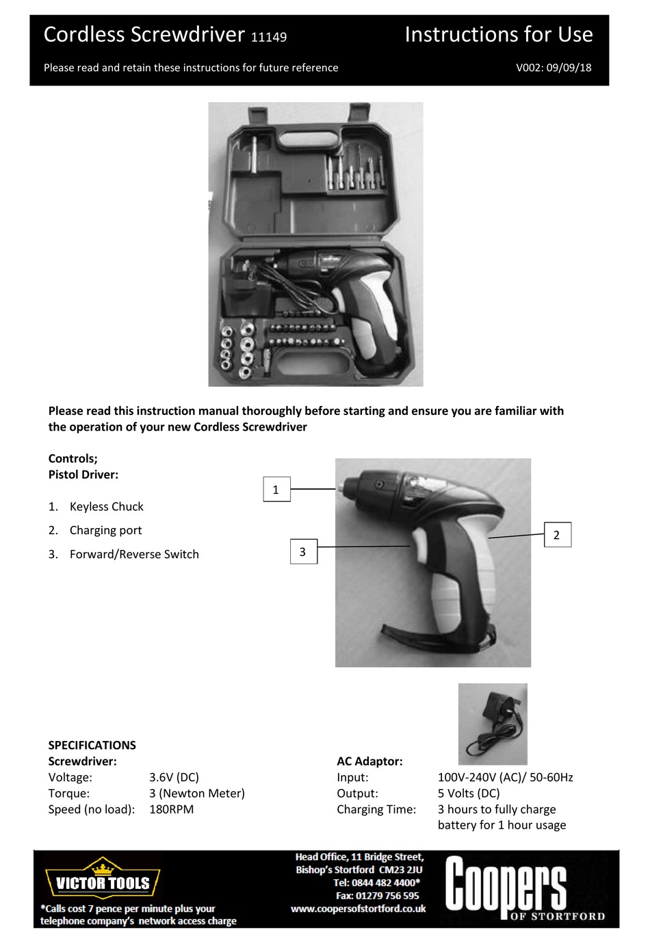 Victor tools outlet cordless screwdriver