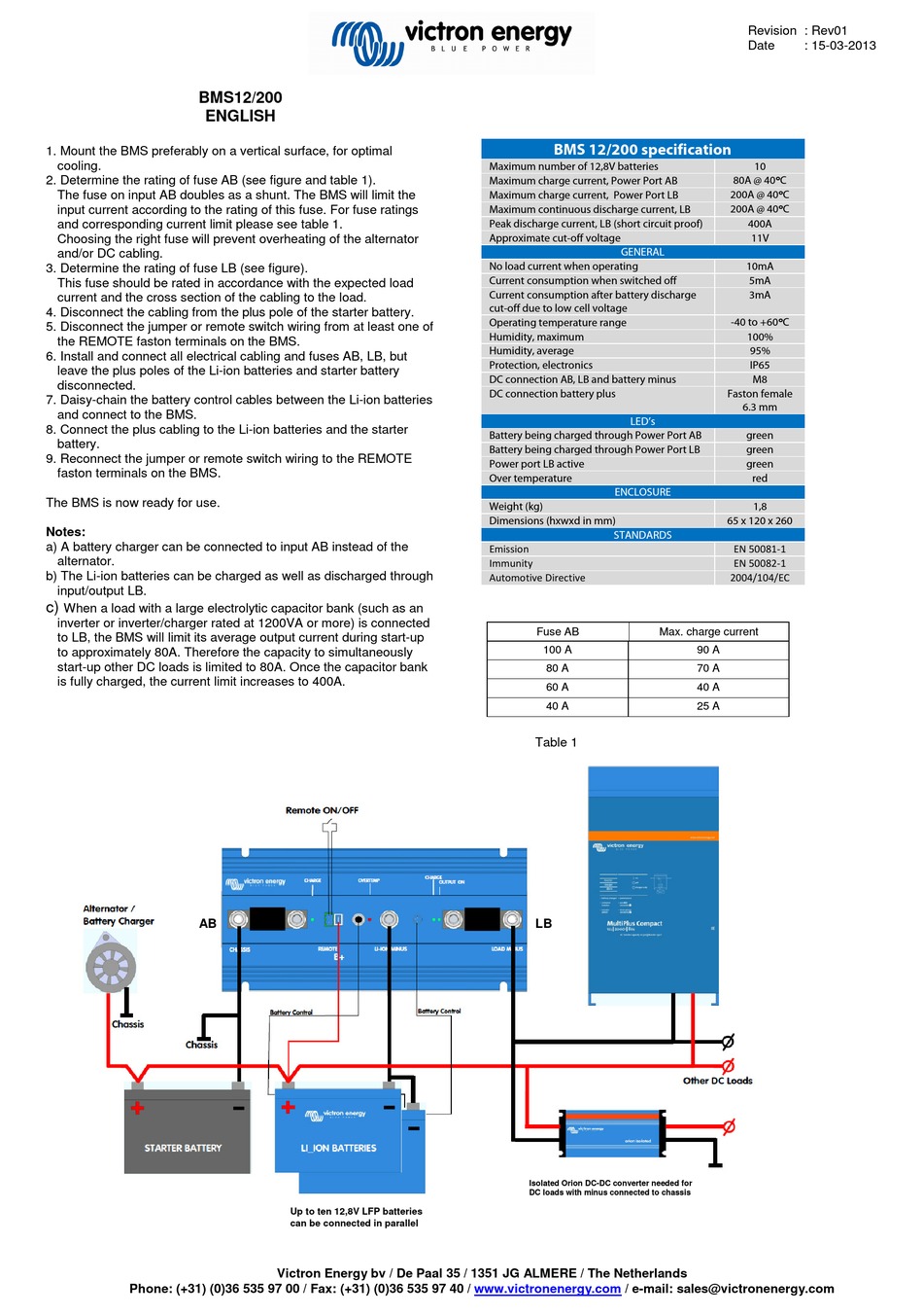 VICTRON ENERGY BMS12/200 QUICK START MANUAL Pdf Download ManualsLib