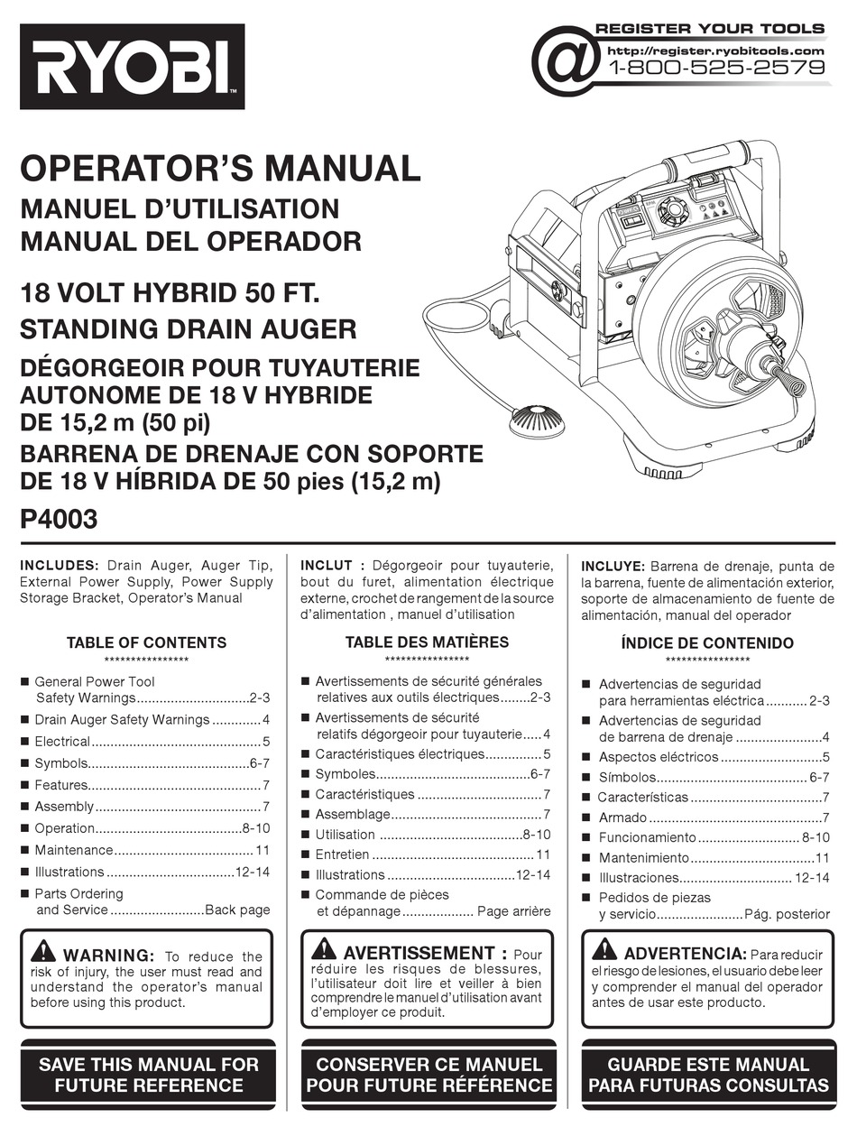 RYOBI P4003 OPERATOR'S MANUAL Pdf Download | ManualsLib