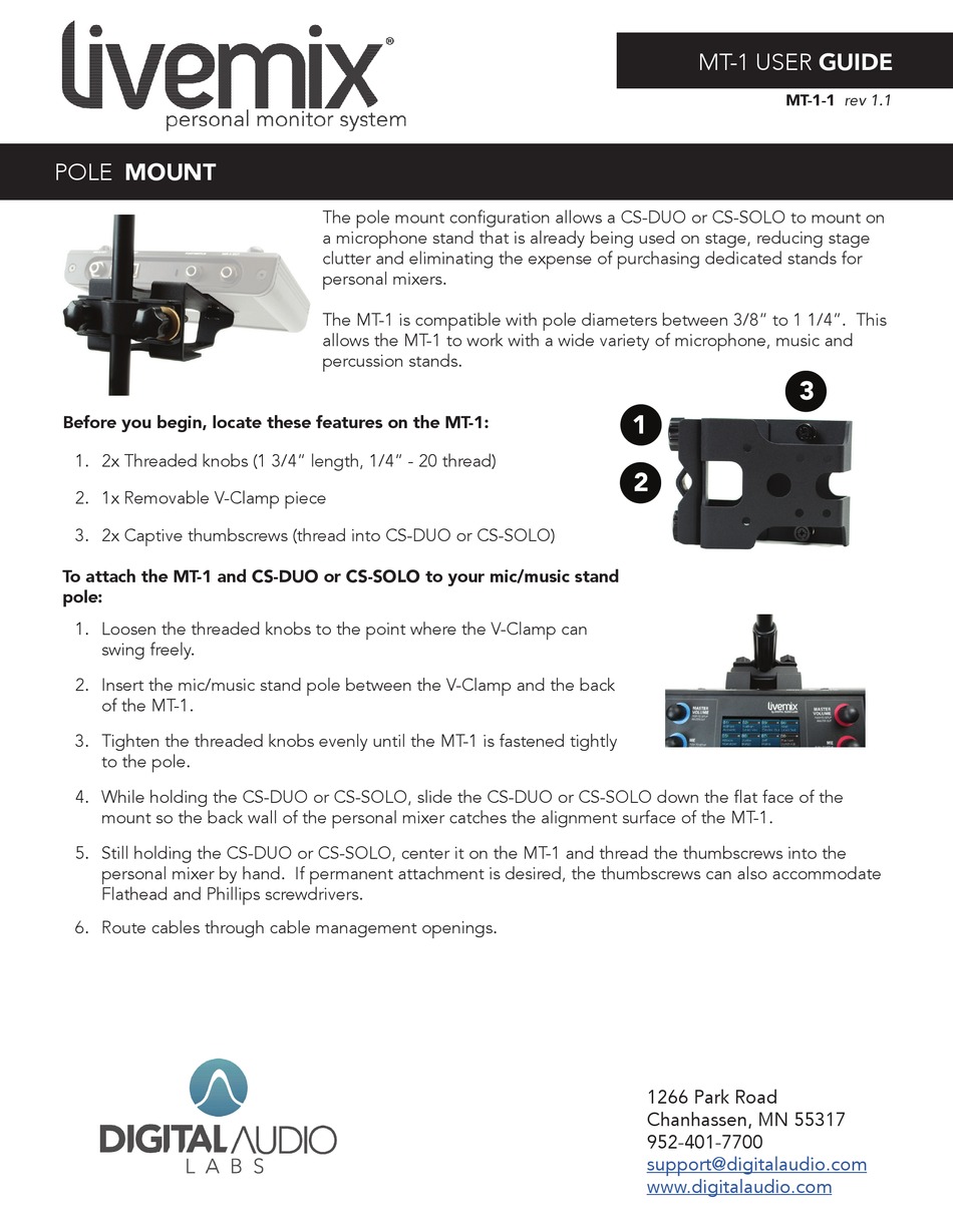DIGITAL AUDIO LABS LIVEMIX MT1 USER MANUAL Pdf Download ManualsLib