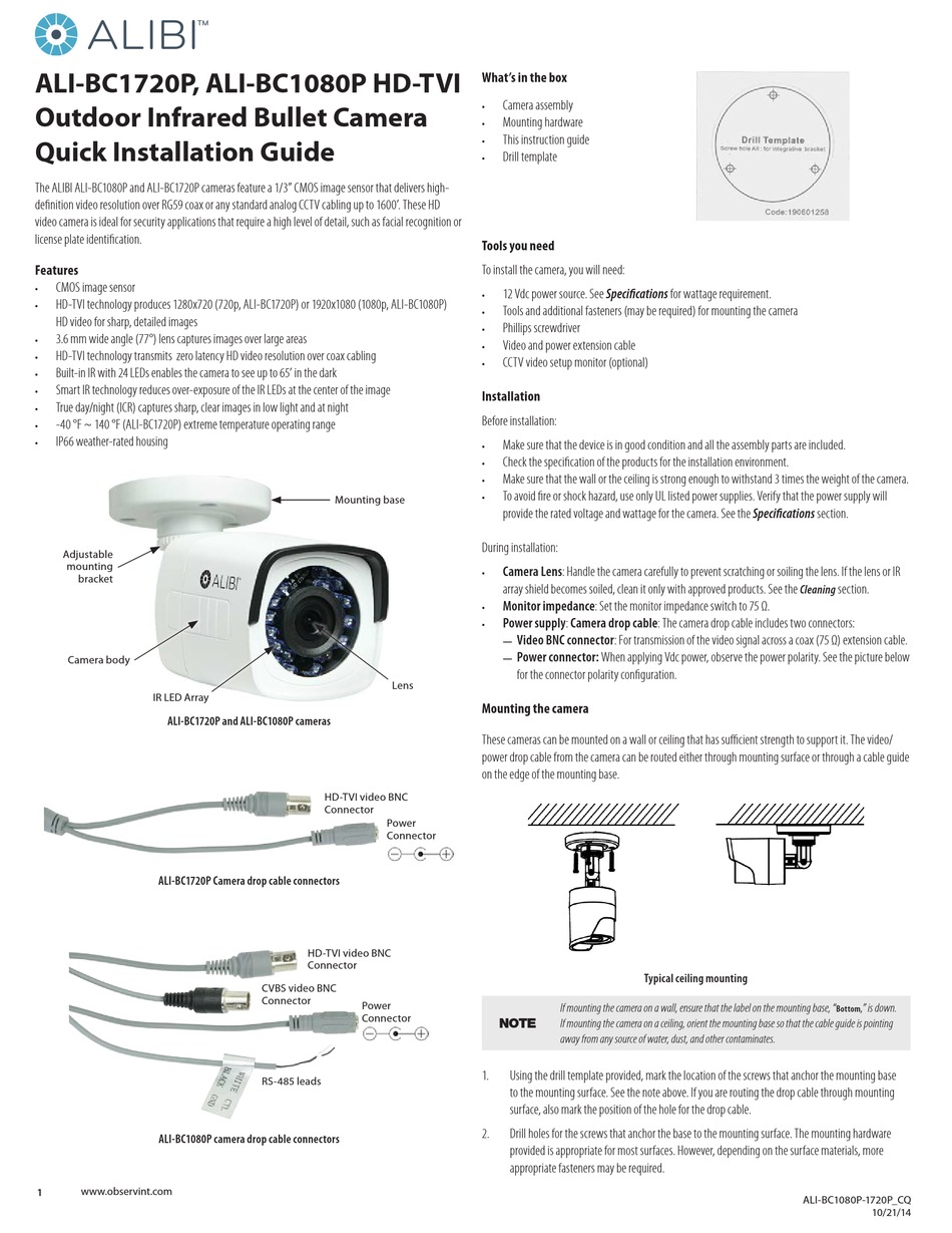 ALIBI ALIBC1720P QUICK INSTALLATION MANUAL Pdf Download ManualsLib