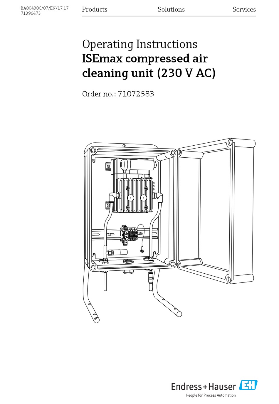 ENDRESS+HAUSER ISEMAX COMPRESSED AIR CLEANING UNIT OPERATING INSTRUCTIONS MANUAL Pdf Download