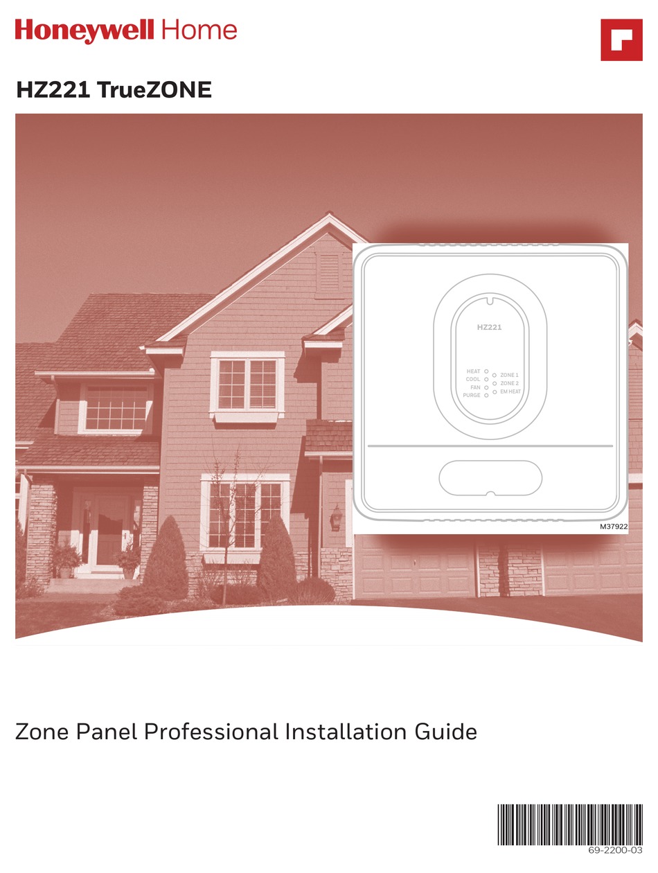 HONEYWELL HOME HZ221 TRUEZONE PROFESSIONAL INSTALLATION MANUAL Pdf
