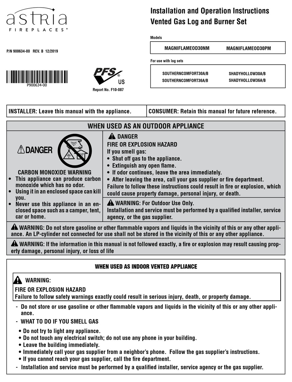ASTRIA FIREPLACES MAGNIFLAMEOD30NM MANUAL Pdf Download ManualsLib