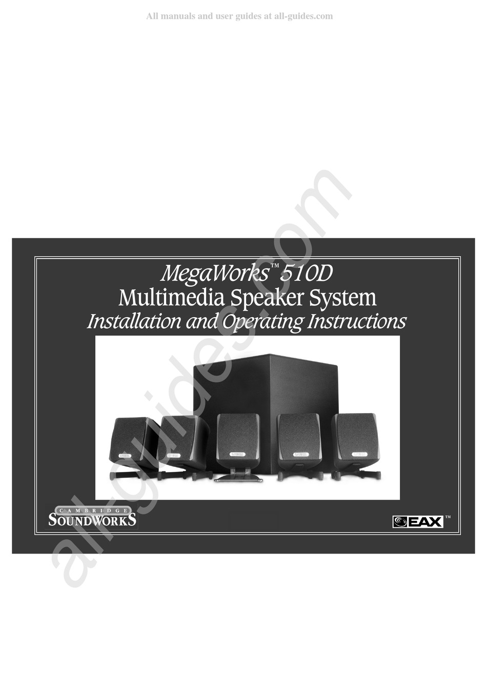 Cambridge Soundworks Megaworks 510d Installation And Operating Instructions Manual Pdf Download Manualslib