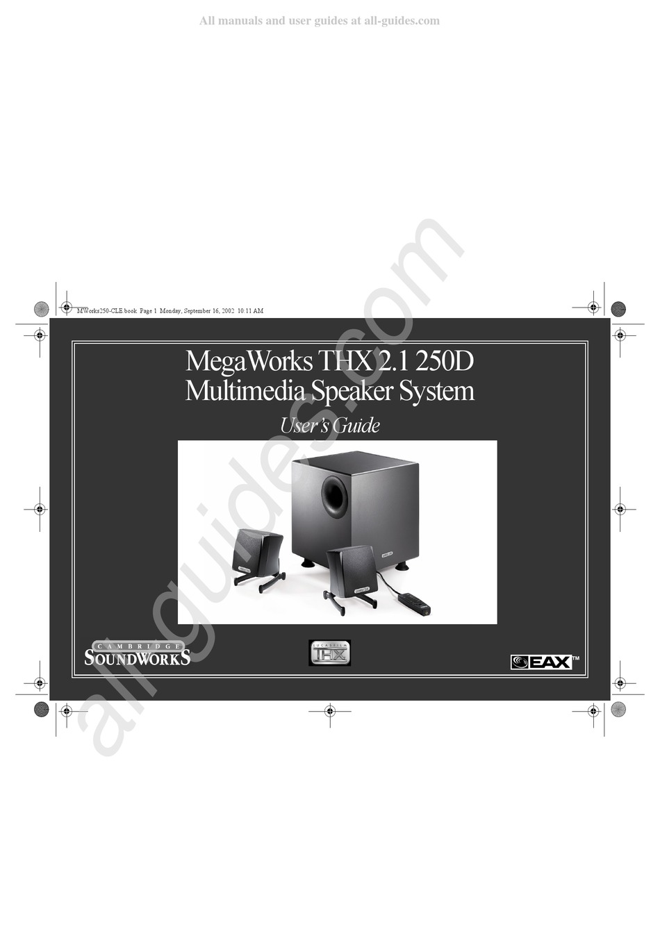 CAMBRIDGE SOUNDWORKS MEGAWORKS THX 2.1 250D USER MANUAL Pdf Download