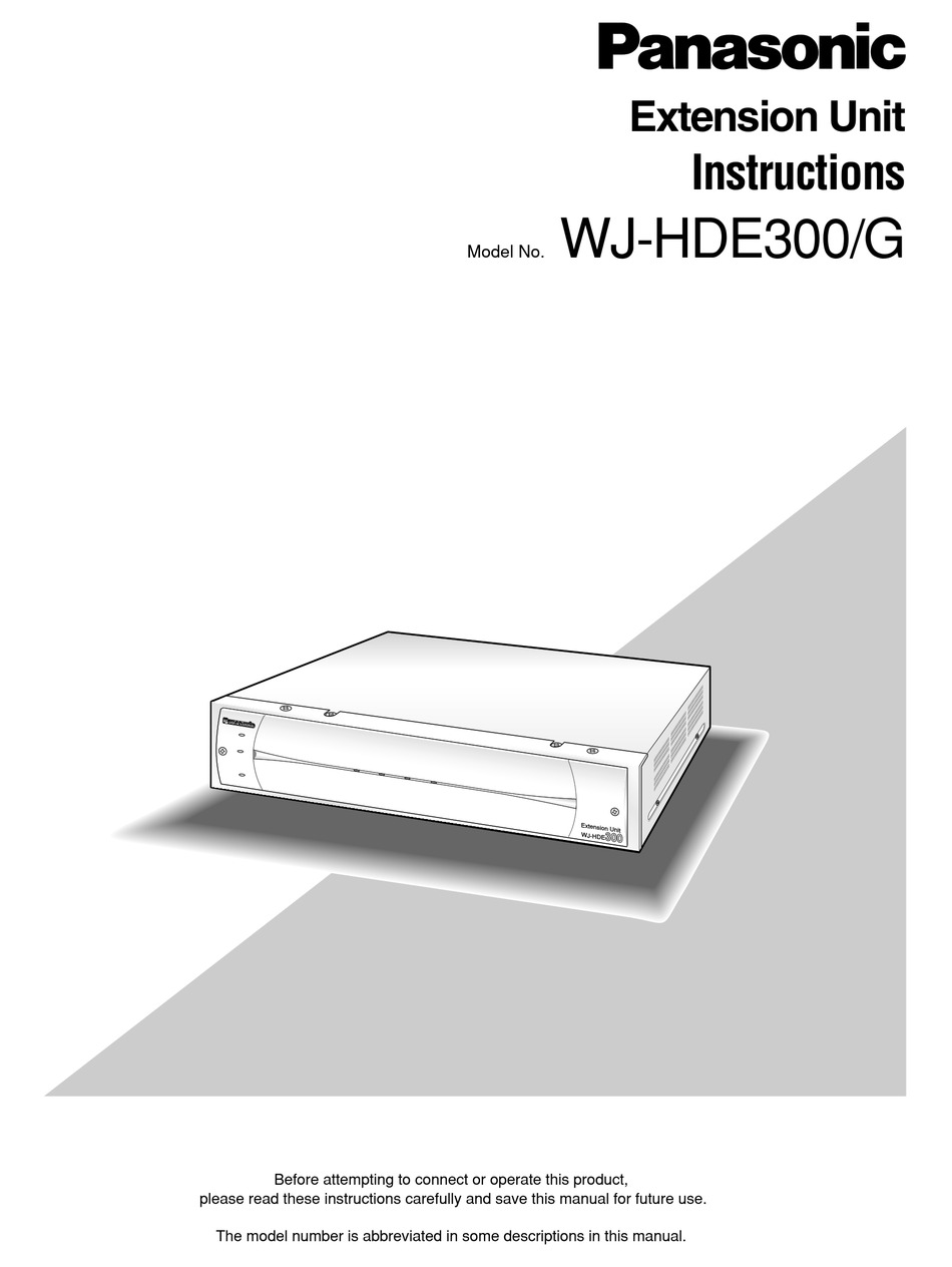 PANASONIC WJHDE300/G INSTRUCTIONS MANUAL Pdf Download ManualsLib