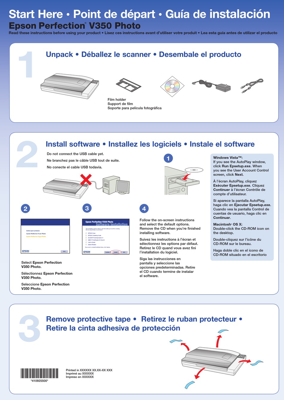 EPSON PERFECTION V350 PHOTO START HERE Pdf Download ManualsLib