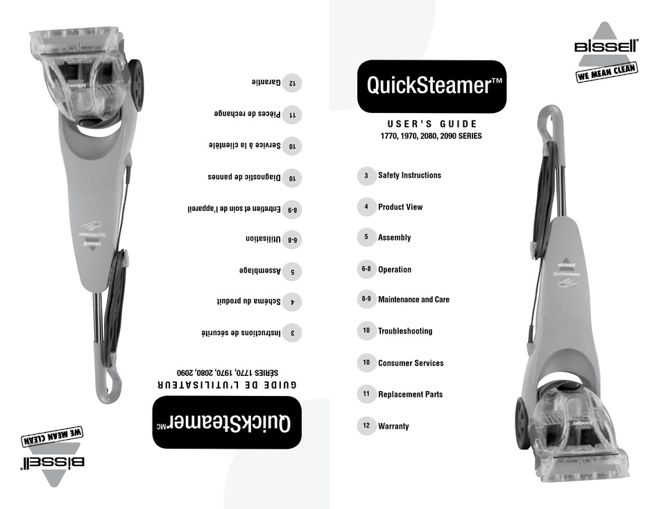 BISSELL QUICKSTEAMER 1770 SERIES USER MANUAL Pdf Download ManualsLib