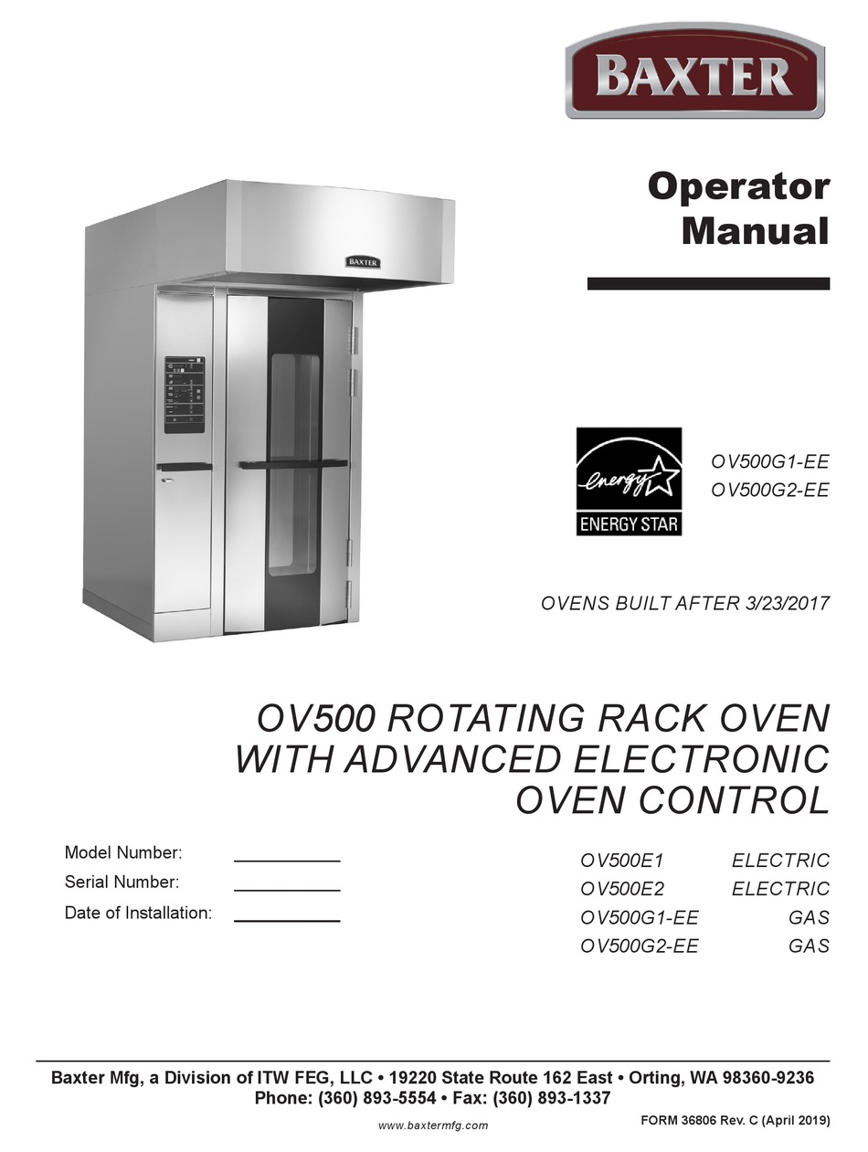 BAXTER OV500 SERIES OPERATOR'S MANUAL Pdf Download | ManualsLib