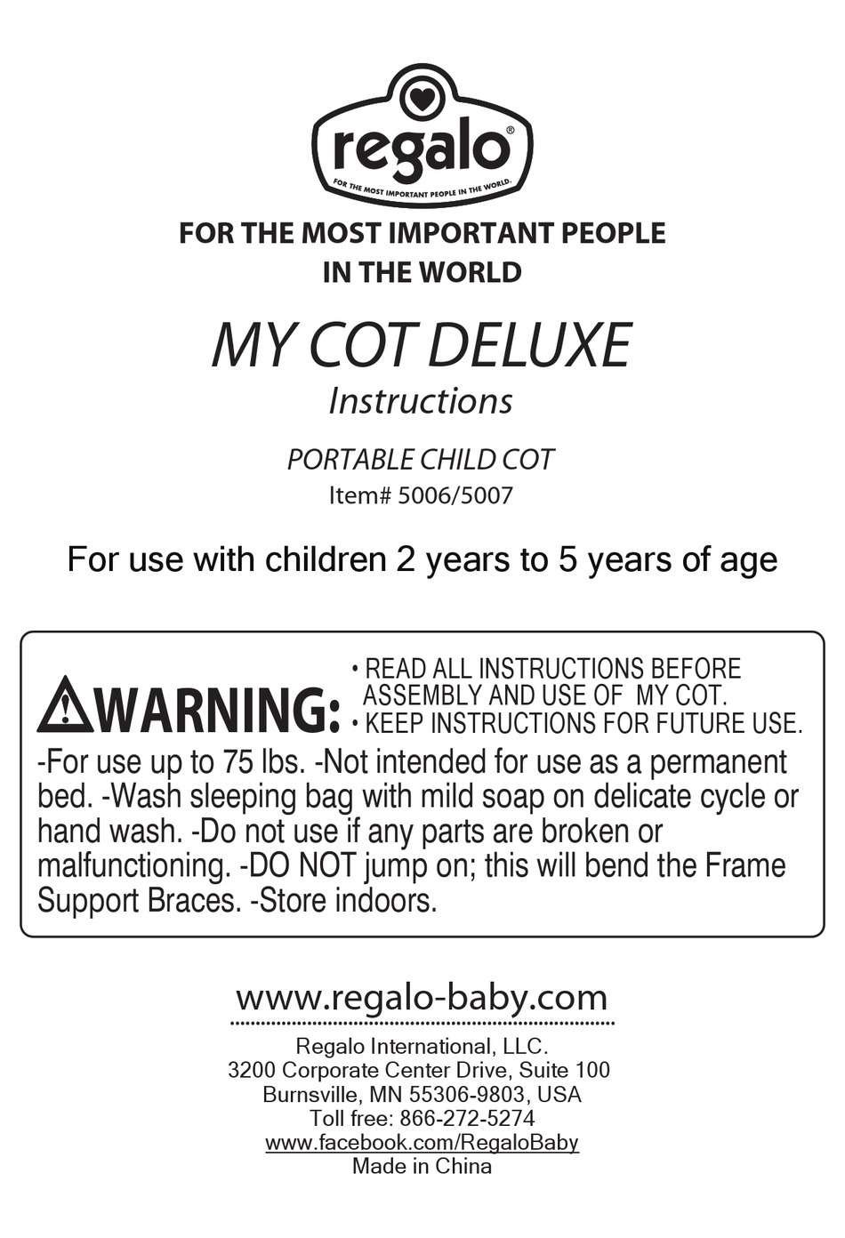 REGALO MY COT DELUXE INSTRUCTIONS Pdf Download ManualsLib