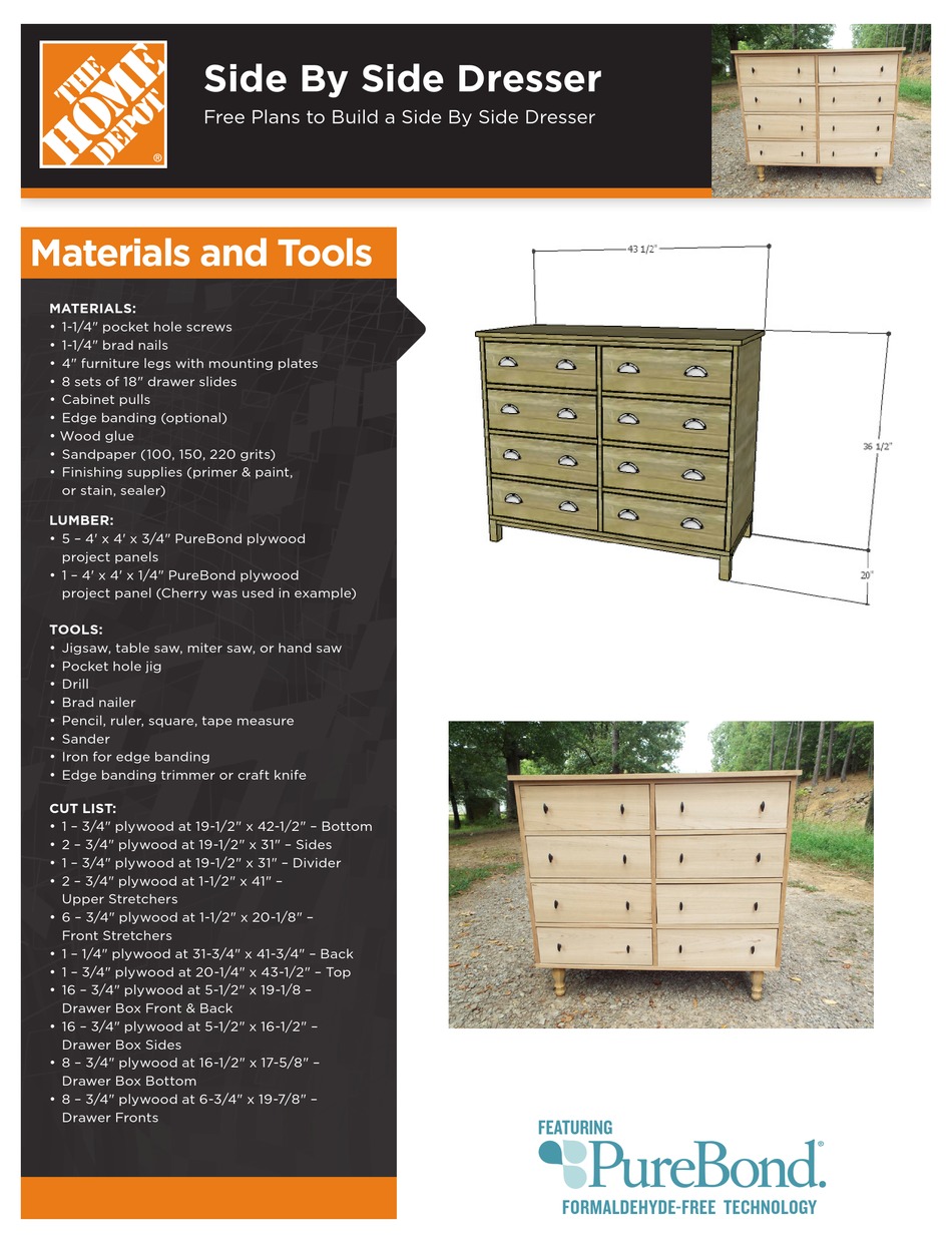 HOME DEPOT SIDE BY SIDE DRESSER ASSEMBLY MANUAL Pdf Download ManualsLib