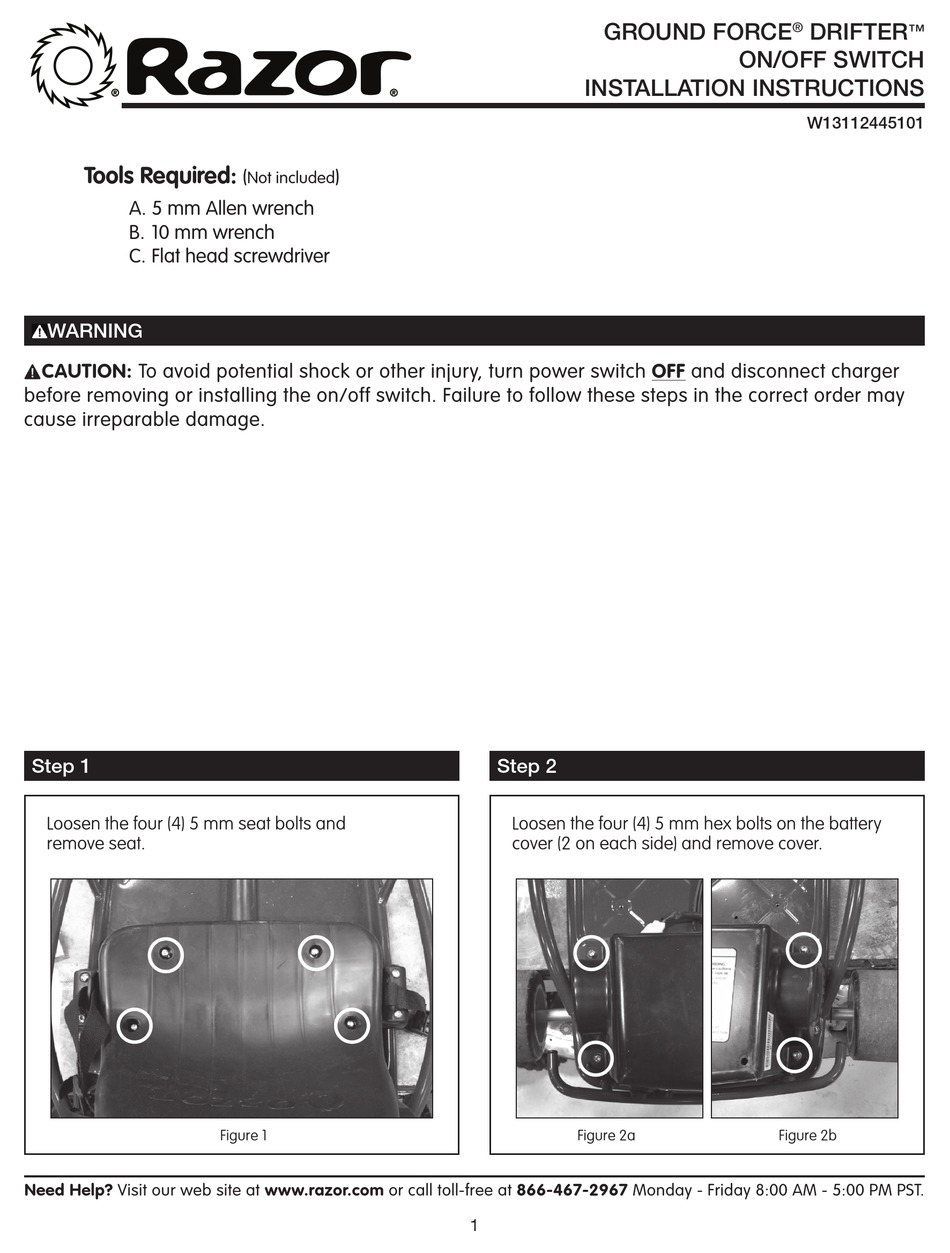 RAZOR GROUND FORCE DRIFTER INSTALLATION INSTRUCTIONS Pdf Download