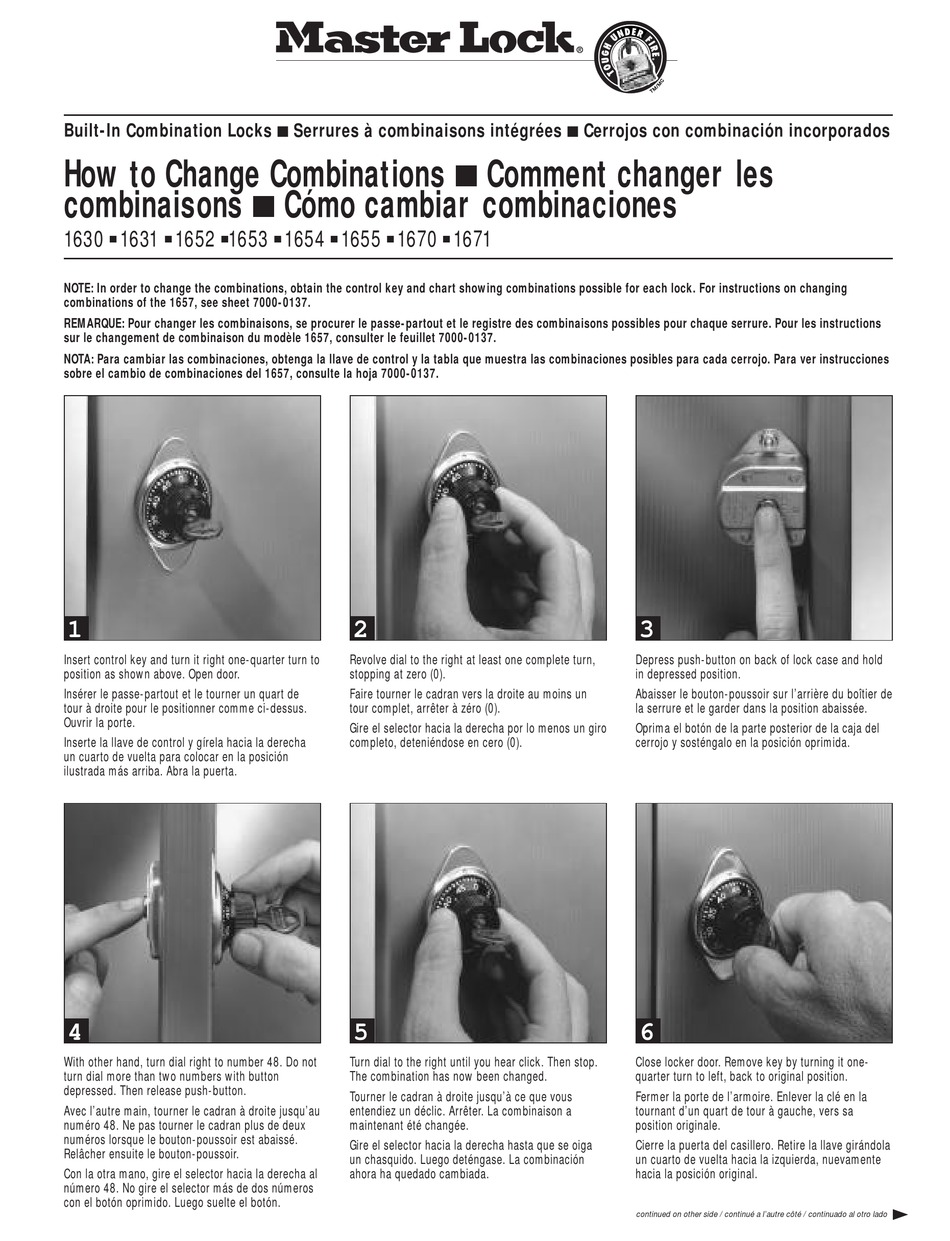 MASTERLOCK 1630 INSTRUCTION MANUAL Pdf Download ManualsLib