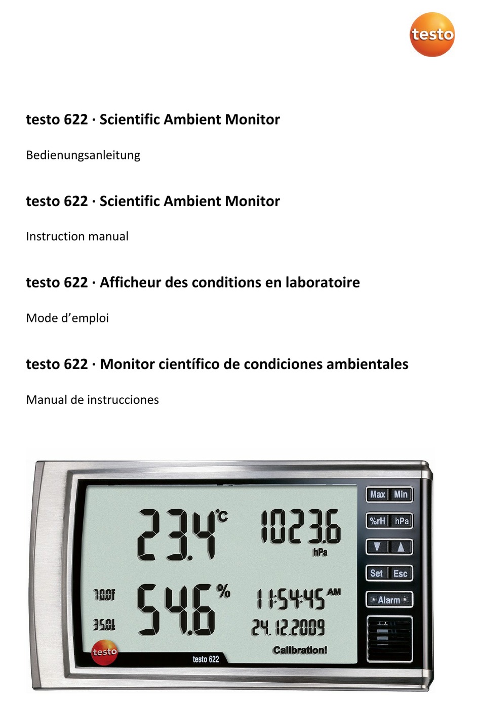 TESTO 622 INSTRUCTION MANUAL Pdf Download | ManualsLib