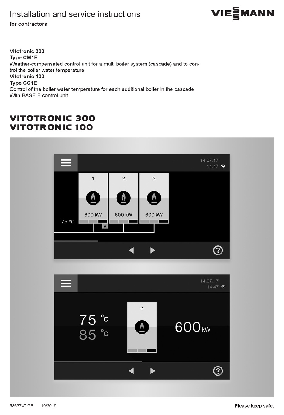 VIESSMANN VITOTRONIC 300 INSTALLATION AND SERVICE INSTRUCTIONS MANUAL ...