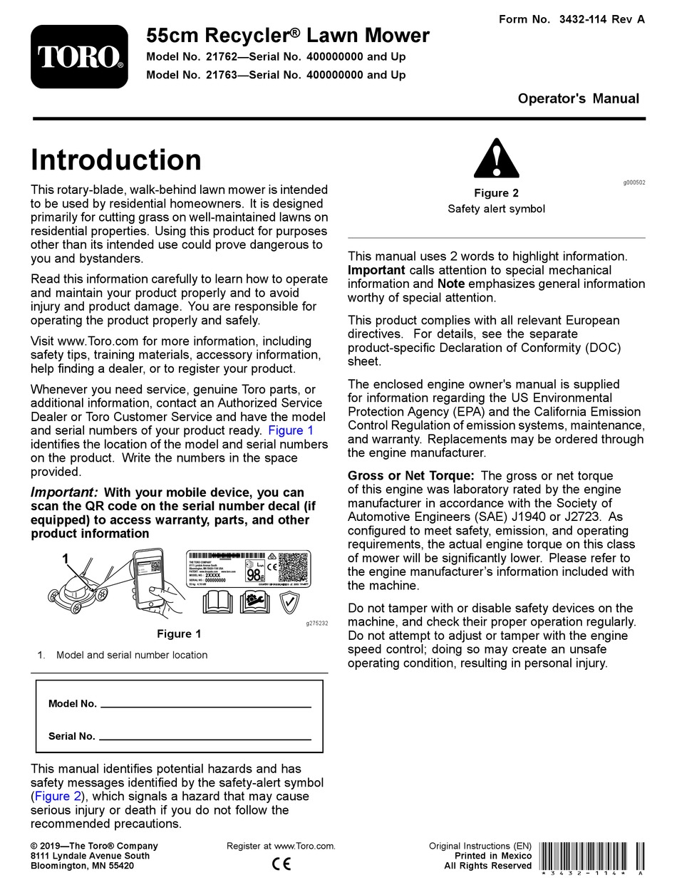 TORO RECYCLER 21762 OPERATOR S MANUAL Pdf Download ManualsLib