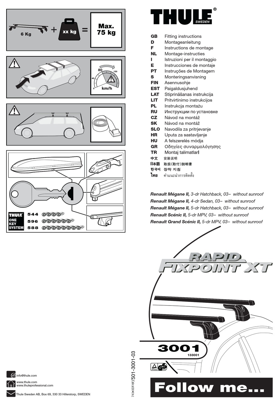 THULE RAPID FIXPOINT XT 3001 FITTING INSTRUCTIONS MANUAL Pdf