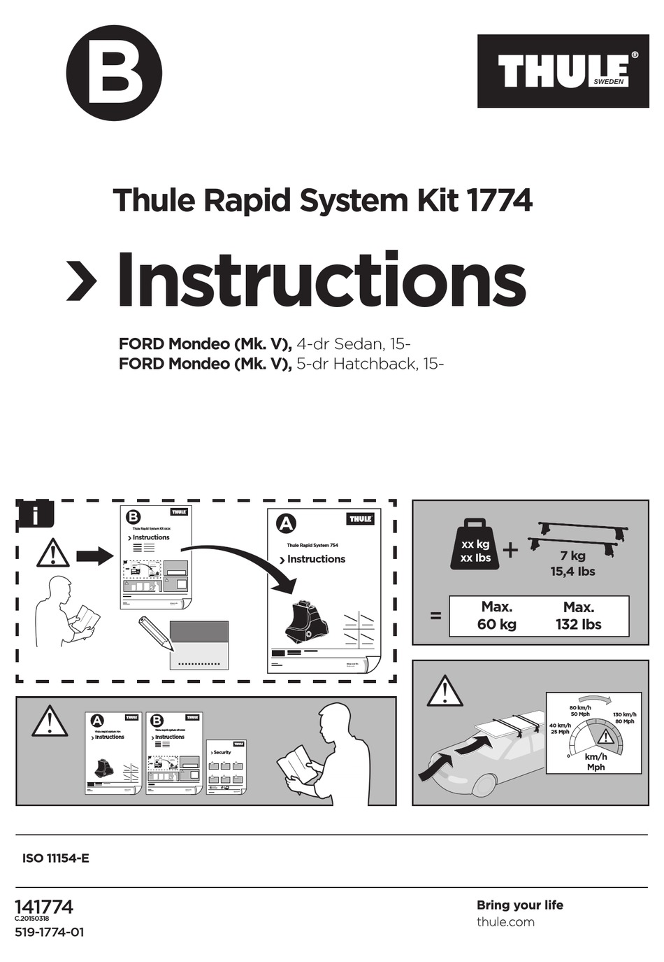 Thule 1343 Fitting kit for roof rack SUZUKI Wagon R 5-dr MPV 03-07 