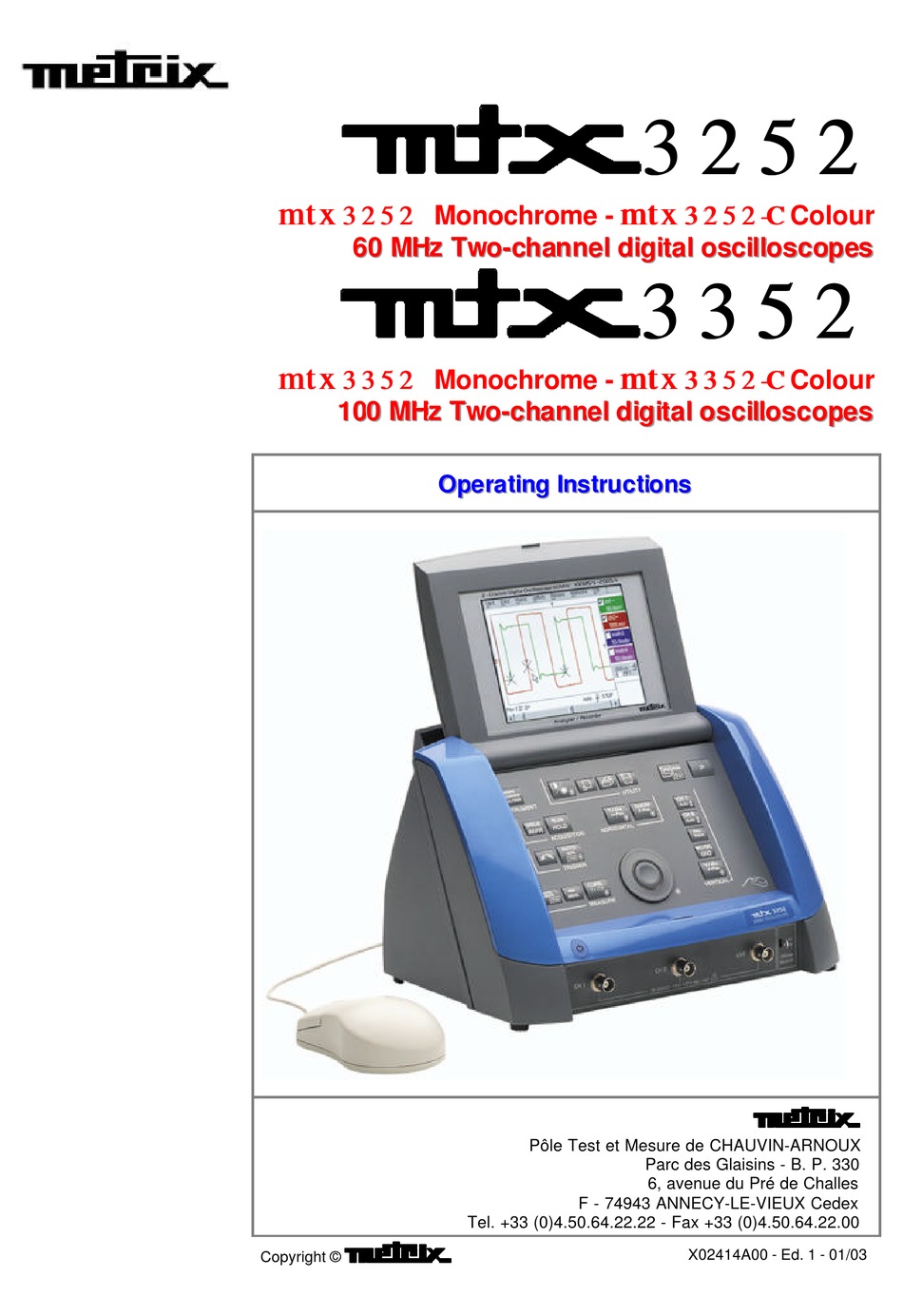 Metrix Mtx 3352 Operating Instructions Manual Pdf Download Manualslib