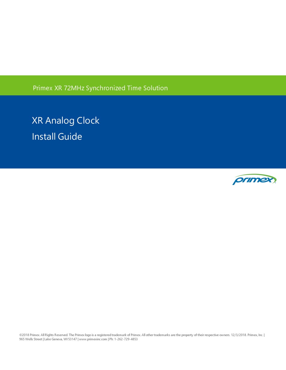 PRIMEX XR SERIES INSTALL MANUAL Pdf Download ManualsLib