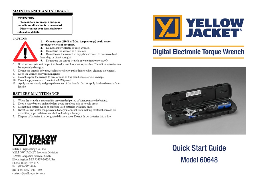 YELLOW JACKET 60648 QUICK START MANUAL Pdf Download