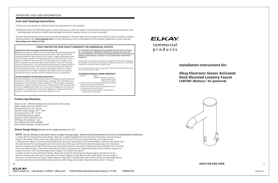 ELKAY LKB738C INSTALLATION INSTRUCTIONS Pdf Download ManualsLib
