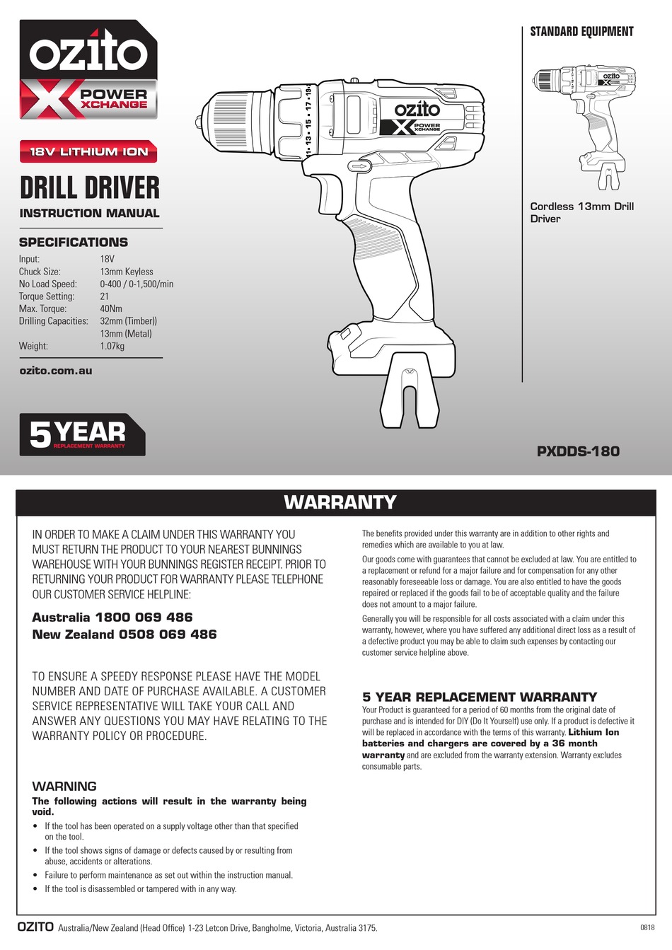 ozito x power drill