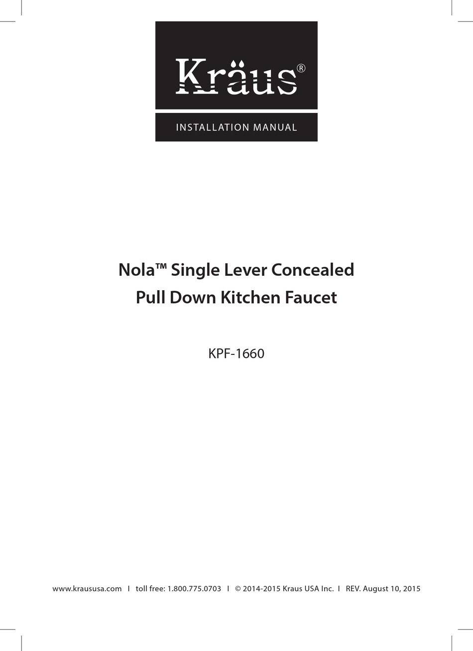 KRAUS NOLA KPF1660 INSTALLATION MANUAL Pdf Download ManualsLib