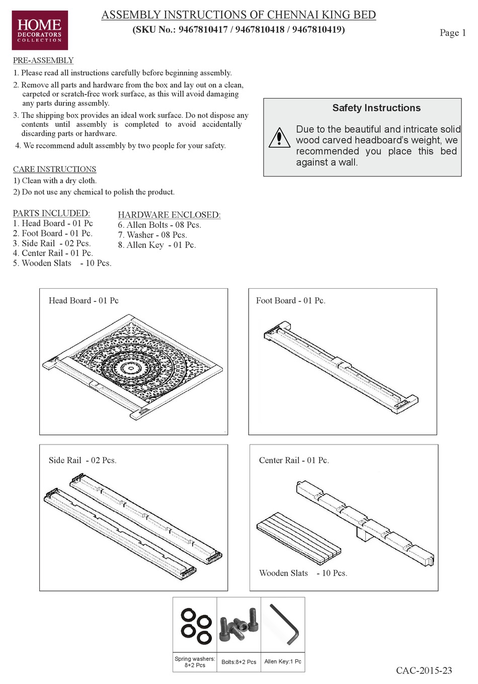 HOME DECORATORS COLLECTION 9467810417 ASSEMBLY INSTRUCTIONS Pdf