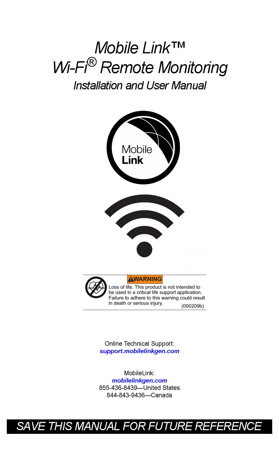 GENERAC POWER SYSTEMS MOBILE LINK INSTALLATION AND USER MANUAL Pdf