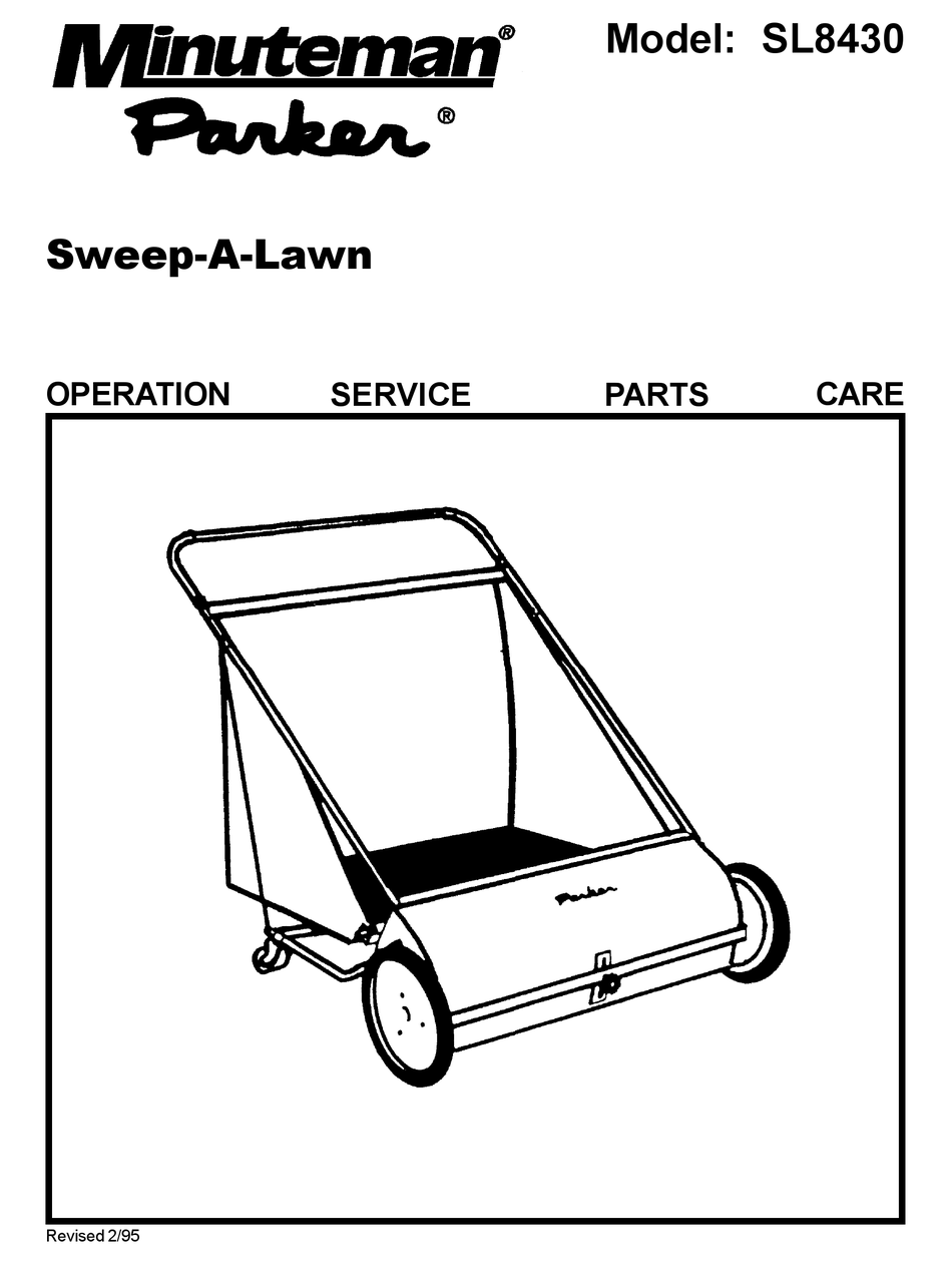 MINUTEMAN PARKER SWEEPALAWN SL8430 OPERATION SERVICE PARTS CARE Pdf