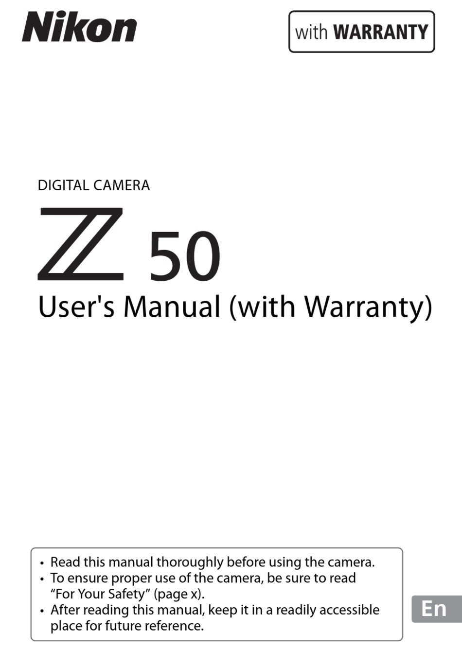 NIKON Z50 USER MANUAL WITH WARRANTY Pdf Download ManualsLib