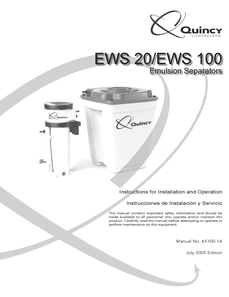 Quincy Compressor Ews Instructions For Installation And Operation Manual Pdf Download Manualslib