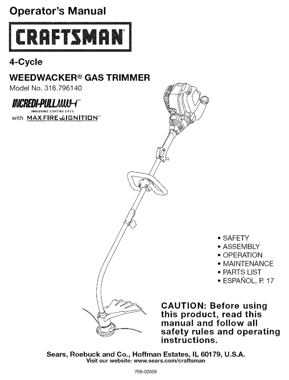 Craftsman weedwacker model deals 316