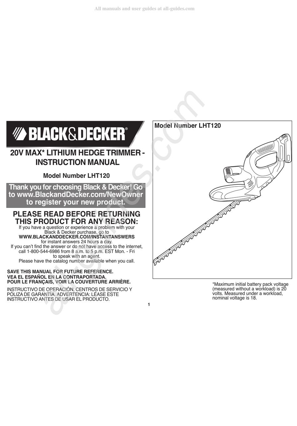 User manual Black & Decker LHT2436 (English - 44 pages)