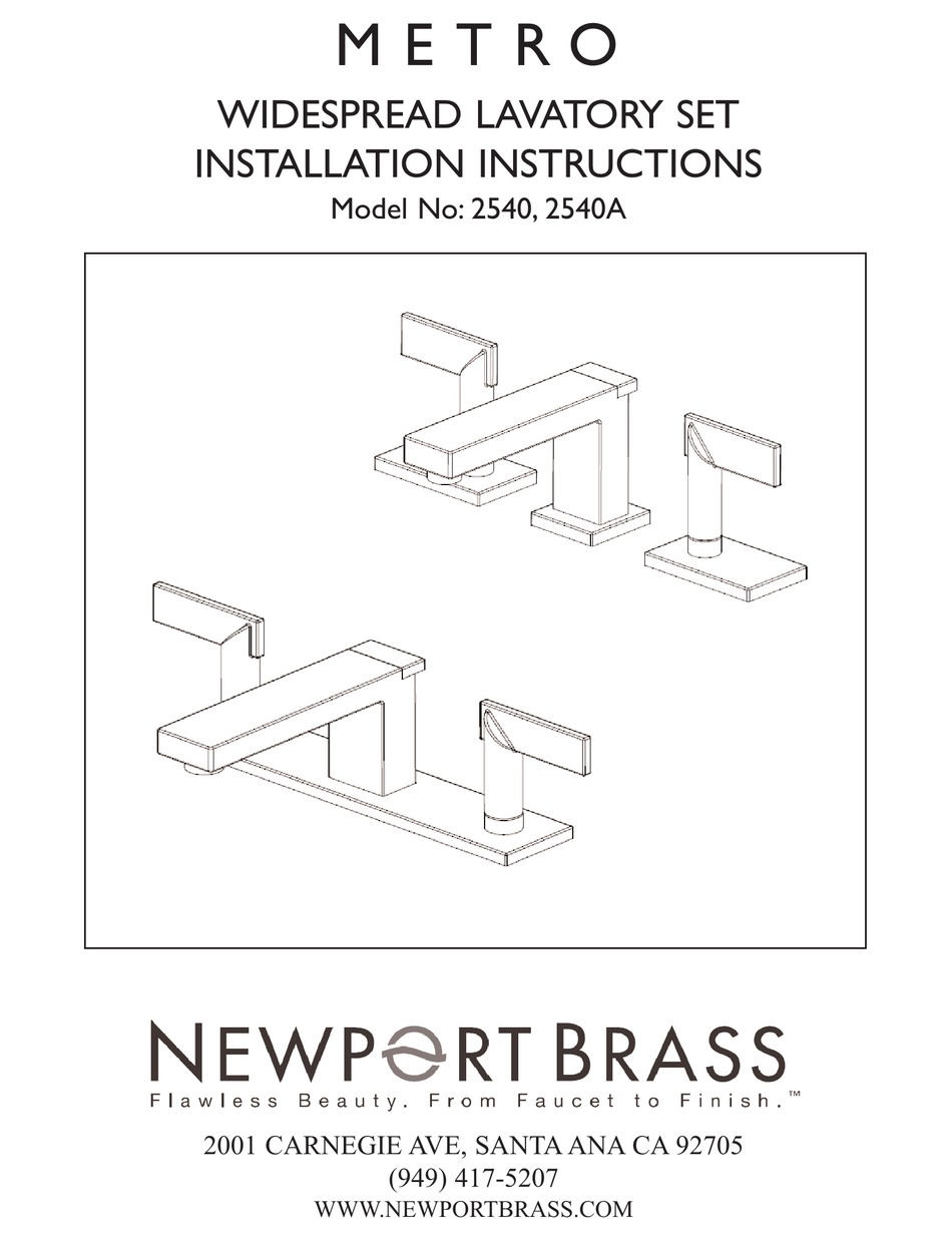 NEWPORT BRASS METRO 2540 INSTALLATION INSTRUCTIONS Pdf Download