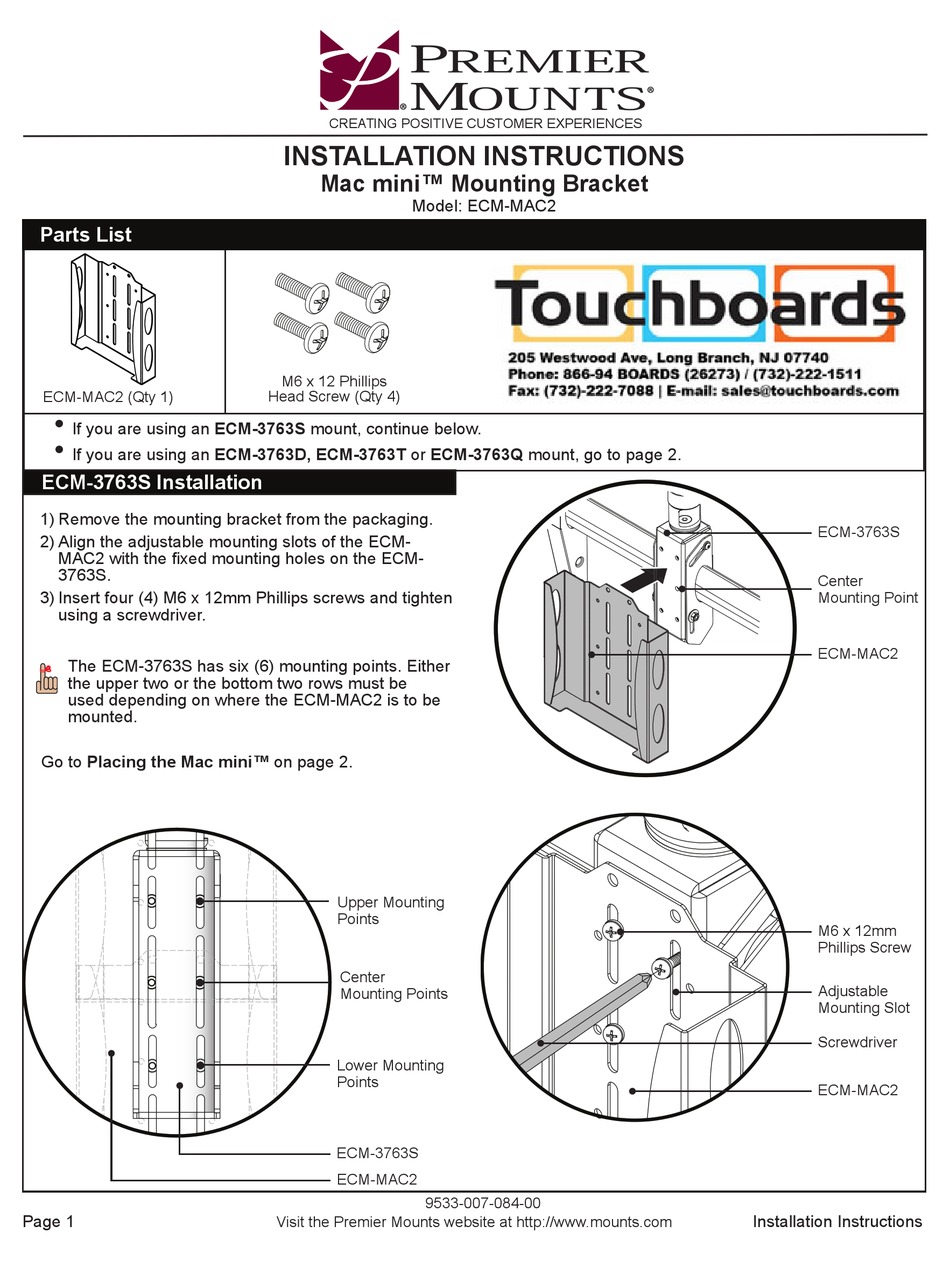 PREMIER MOUNTS ECMMAC2 INSTALLATION INSTRUCTIONS Pdf Download ManualsLib