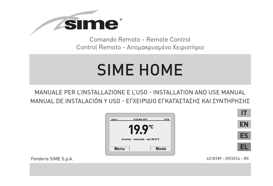 SIME HOME INSTALLATION AND USE MANUAL Pdf Download ManualsLib