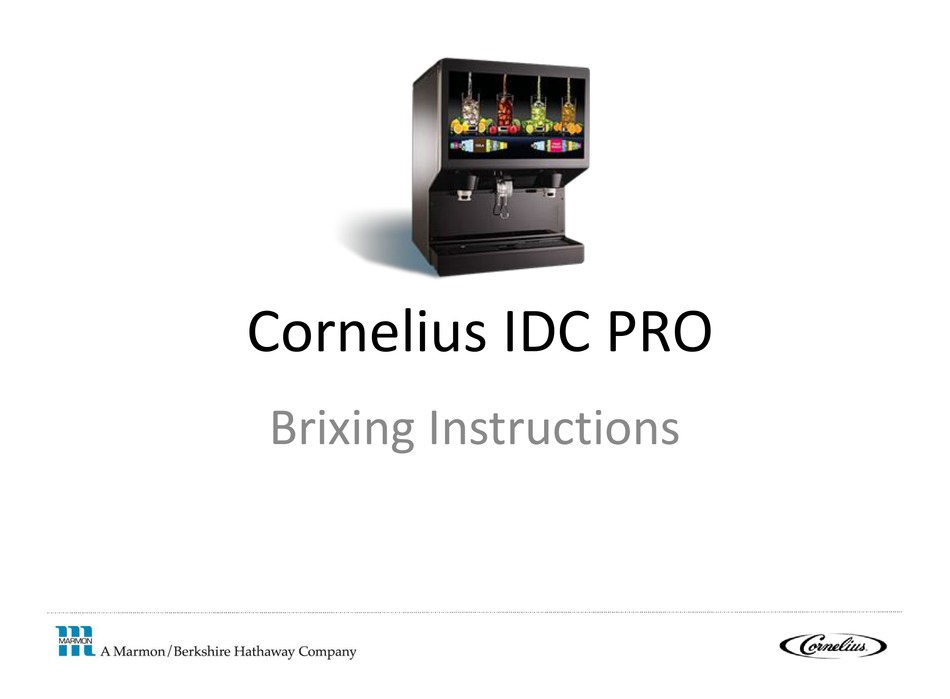 MARMON CORNELIUS IDC PRO BRIXING INSTRUCTIONS Pdf Download ManualsLib