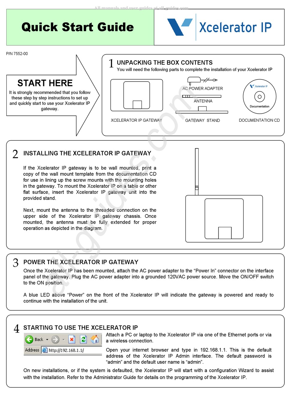VERTICAL XCELERATOR IP QUICK START MANUAL Pdf Download ManualsLib
